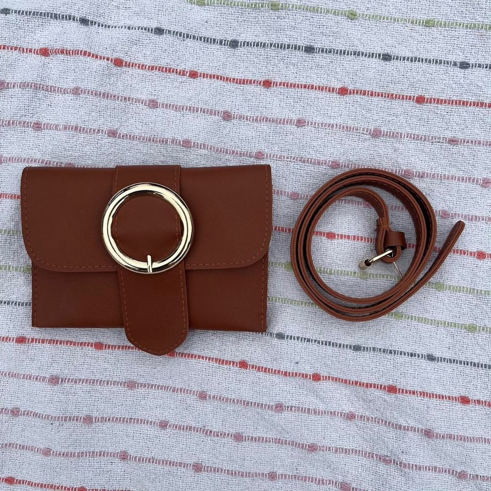 Brown faux leather belt bag